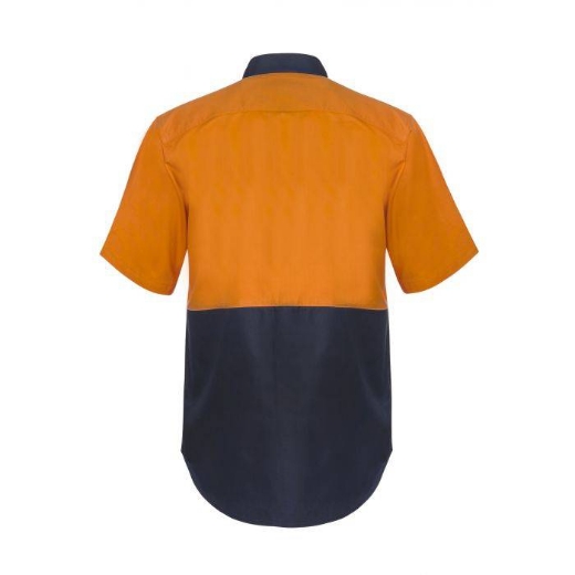 Picture of WorkCraft, Hi Vis Two Tone Short Sleeve Cotton Drill Shirt W Press Studs